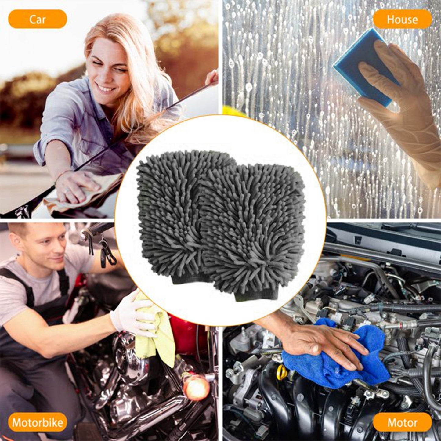 WASH&WHIPS Microfiber Chenille Car Cleaning Mitt - 2pk - AC Oil & Supply